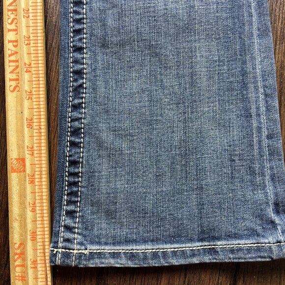 MISS ME BootJeans Rhinestone White Cross Distressed Medium Wash Size 26 - Picture 10 of 12